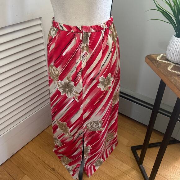 Vintage KATHIE LEE WOMAN Skirt 26W Red Abstract Floral Maxi Deadstock Retro - Picture 6 of 11